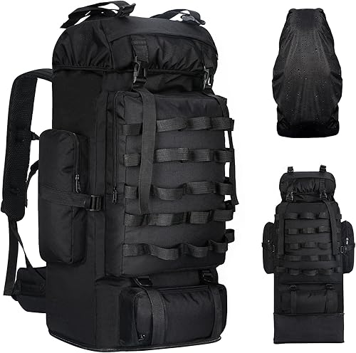 Mochila de senderismo para campamento de 70L100L con cubierta para lluvia, mochila táctica militar grande expandible, mochila impermeable Molle,