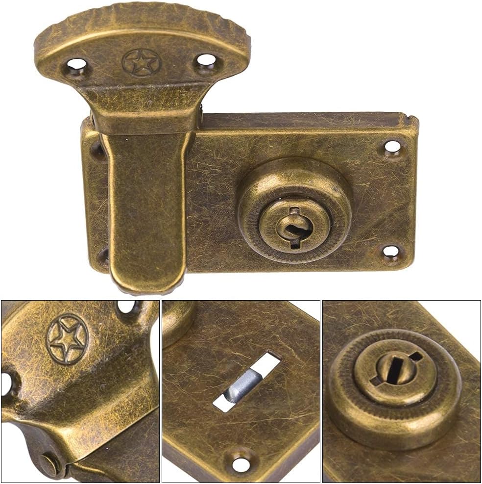 2Pcs Suitcase Clasp, Iron Furniture Cabinet Jewelry Box Hasp Jewelry Wooden Box Case Decorative Hasp, 2.9 x 1.6in