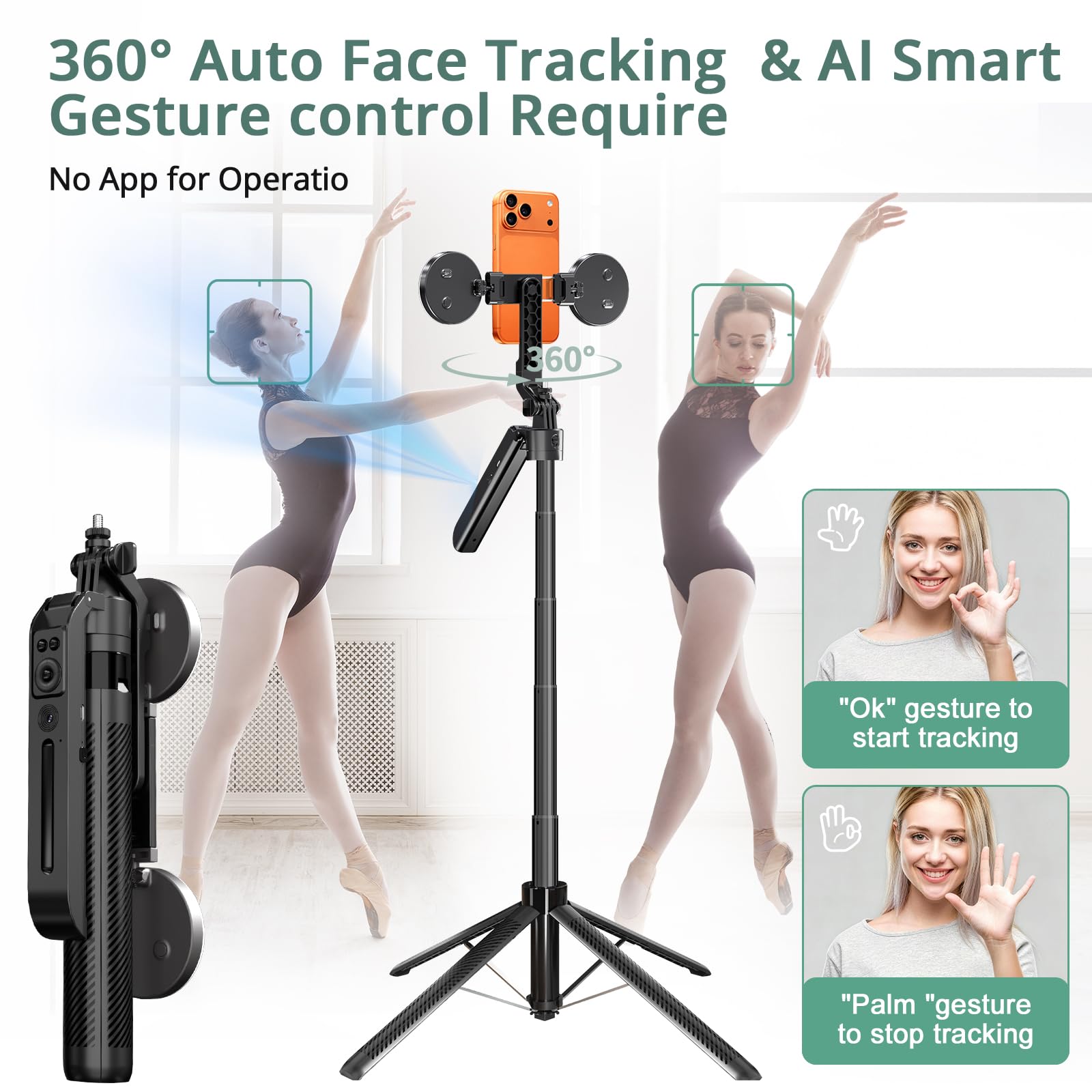 Telefonstativ mit Licht & professionellem Mikrofon, 71 Zoll Auto Face Tracking Stativ 360° drehbar, Bluetooth-Fernbedienung, für iPhone Android, Vlogging-Kit für YouTube TikTok Live Streaming