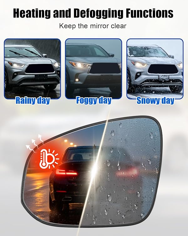 Left Driver Side Heated Mirror Glass Fit for Toyota Highlander 2014-2019 by HUQUZN - Used condition - Image 3