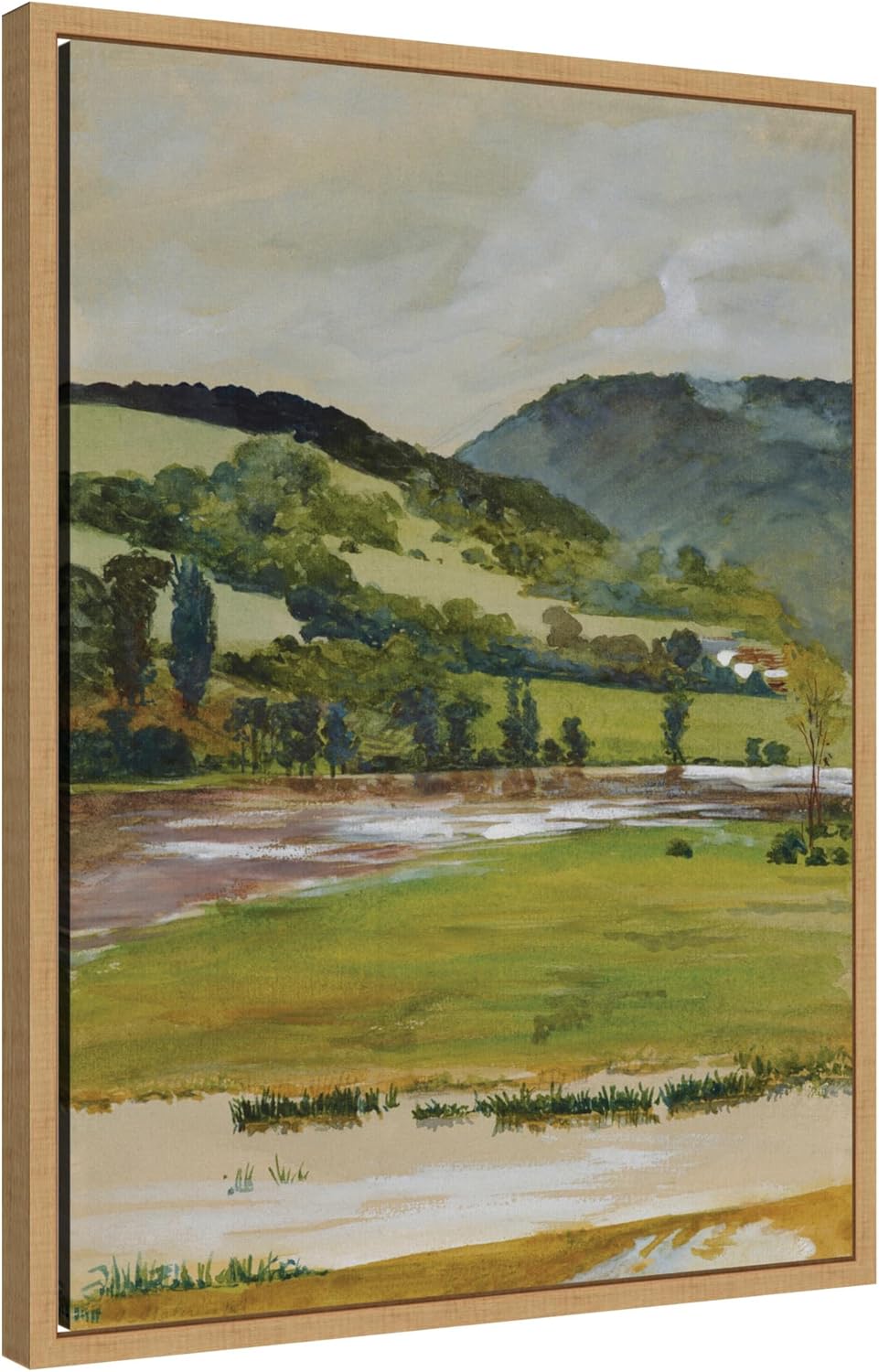 Kate and Laurel Framed Canvas Wall Art Print Spring landscape Rozdol Jacek Malczewski by Nostalgia Prints, 18 x 24 Sylvie Natural Frame, Traditional, Landscape Art for Wall Decor