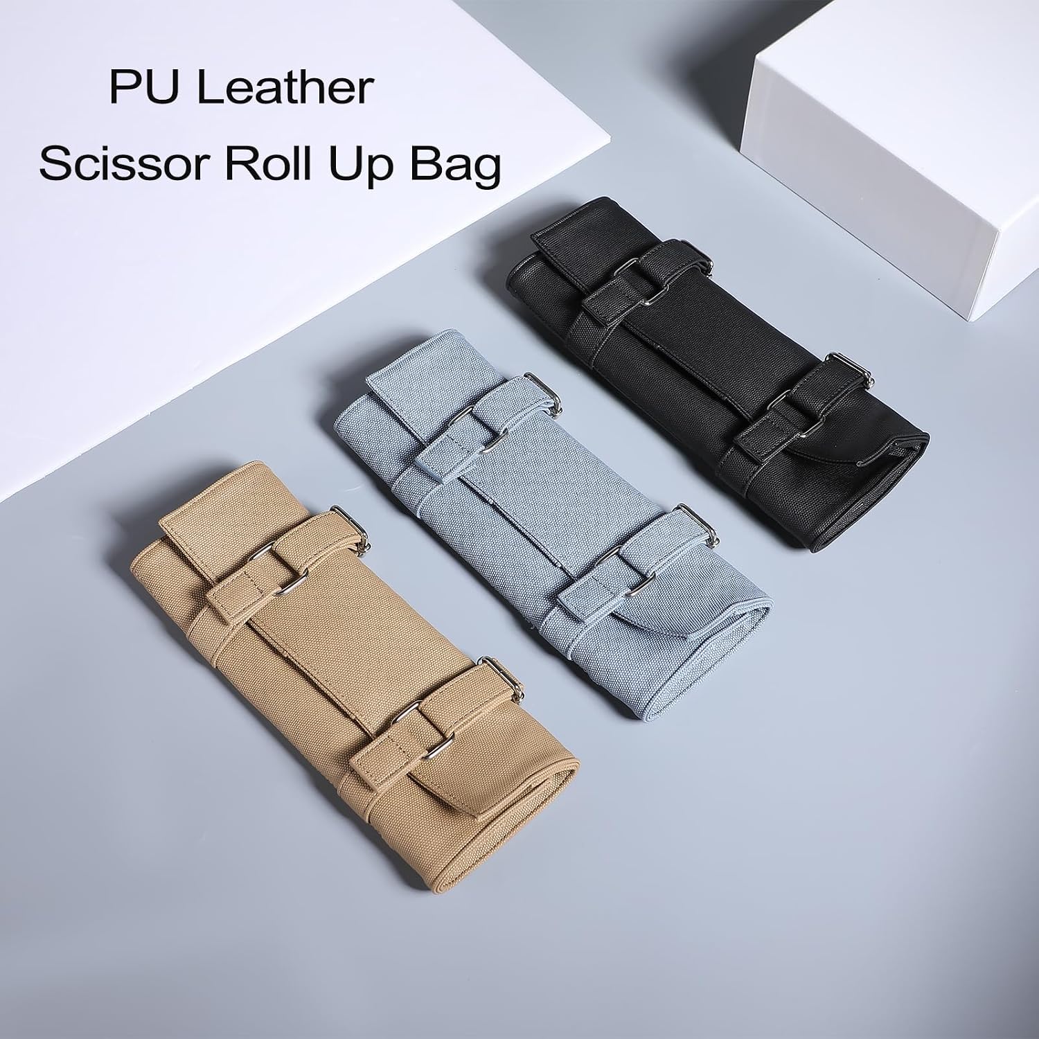 boshiho Scissors Holster for Hair Stylist 14 Pockets Scissor Pouch Cases Salon Tools Roll Up Organizer for Barber Hairdresser Groomer (Roll Up (Black))