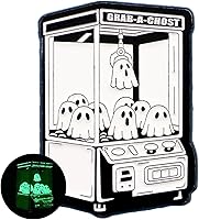 Glow in the Dark Arcade Ghost Claw Machine Enamel Pins - Cute Spooky Backpack, Hat, Lapel Pins for Gamers & Halloween