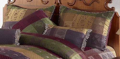 Miniatura 4 de Chezmoi Collection Juego de edredón de retazos jacquard Gitano multicolor de 7 piezas, tamaño California y Cal King