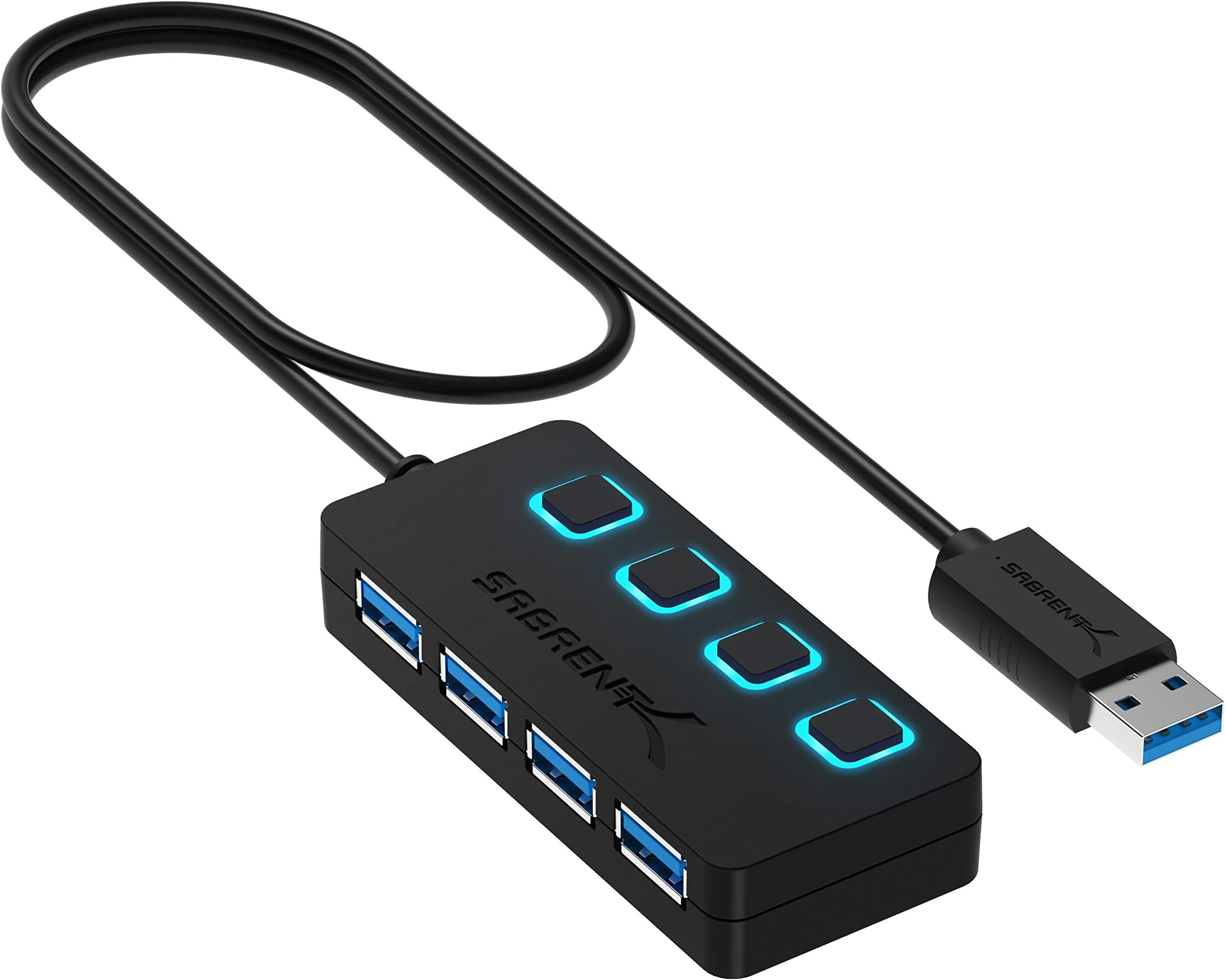 7-Port USB 3.0 Hub With Individual Switches And Lights High-Speed - View #3
