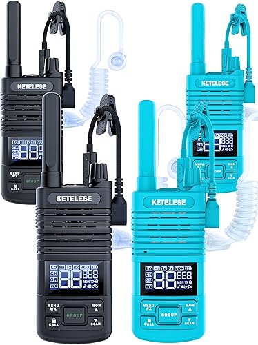 KETELESE Walkie Talkies de largo alcance para adultos, radio de 22 canales de 2 vías, walkie-talkie FRS recargable por USB C con auricular, NOAA, KETELESE Walkie Talkies de largo alcance para adultos, radio de 22 canales de 2 vías, walkie-talkie FRS recargable por USB C con auricular, NOAA,