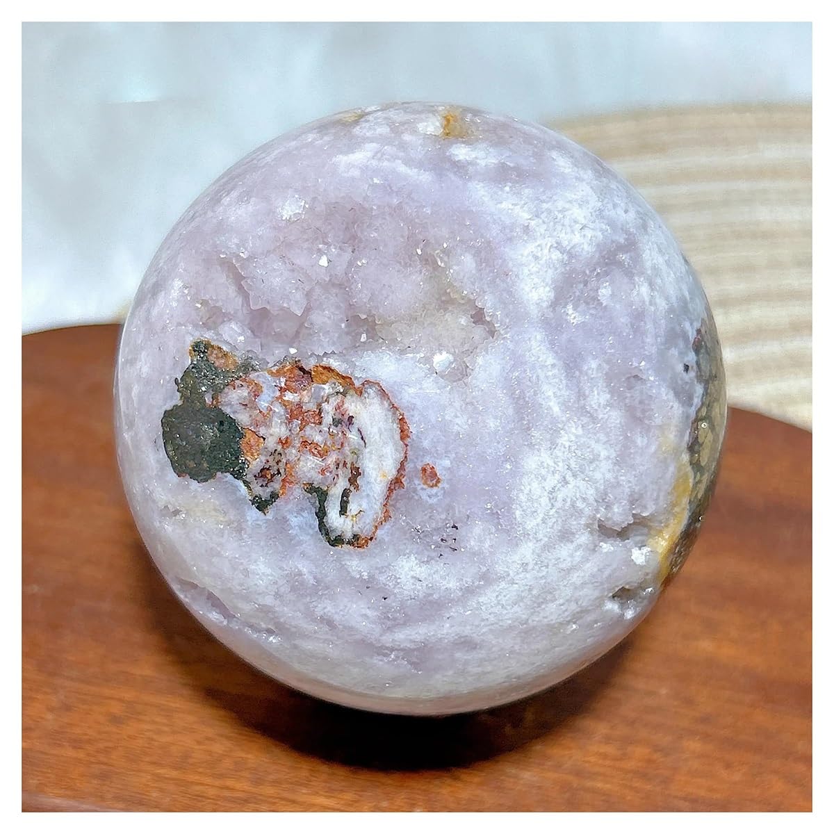 Améthyste rose naturelle en fleur et sphère pyrite pour décoration d'intérieur