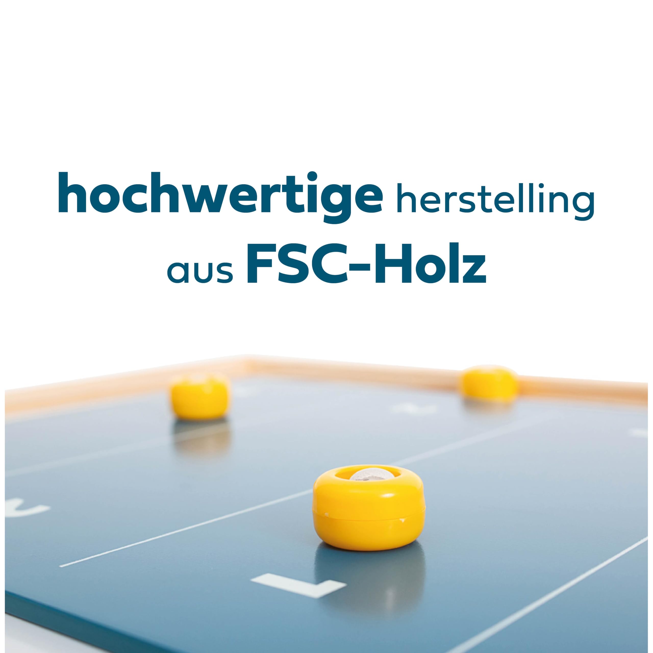 BS Toys Shuffleboard - Schiebebrettspiel aus FSC-Holz - Lustiges Indoor Curling Set für Kinder & Familie - Tisch-Curling Spiel - Geschicklichkeitsspiel ab 6 Jahren