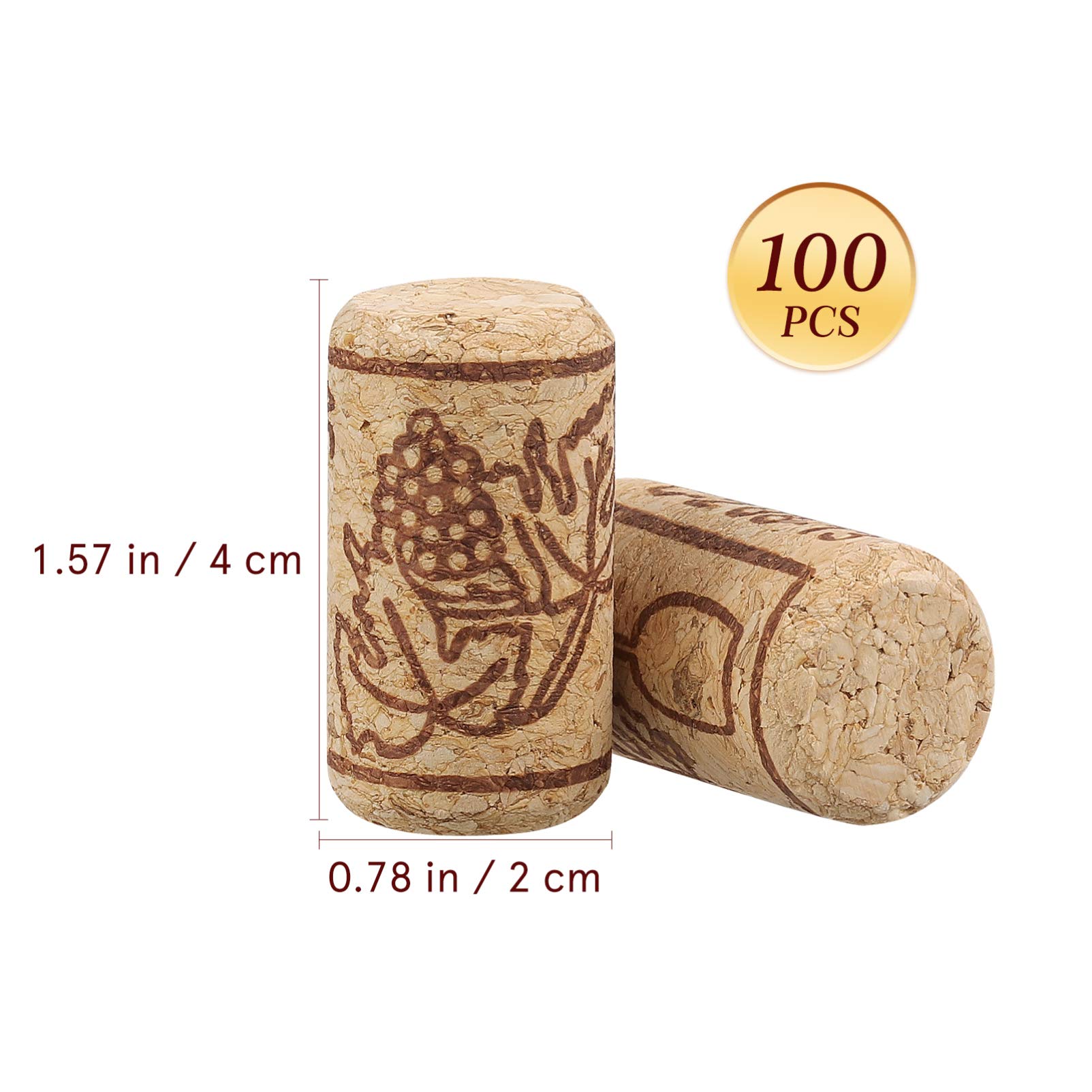 100 unids de Corchos de Vino Tapones de Botella de Corcho Natural/Corchos de Vino/Corcho para Manualidades,decoración y pasatiempos(2.1 x 4 cm) — view 9
