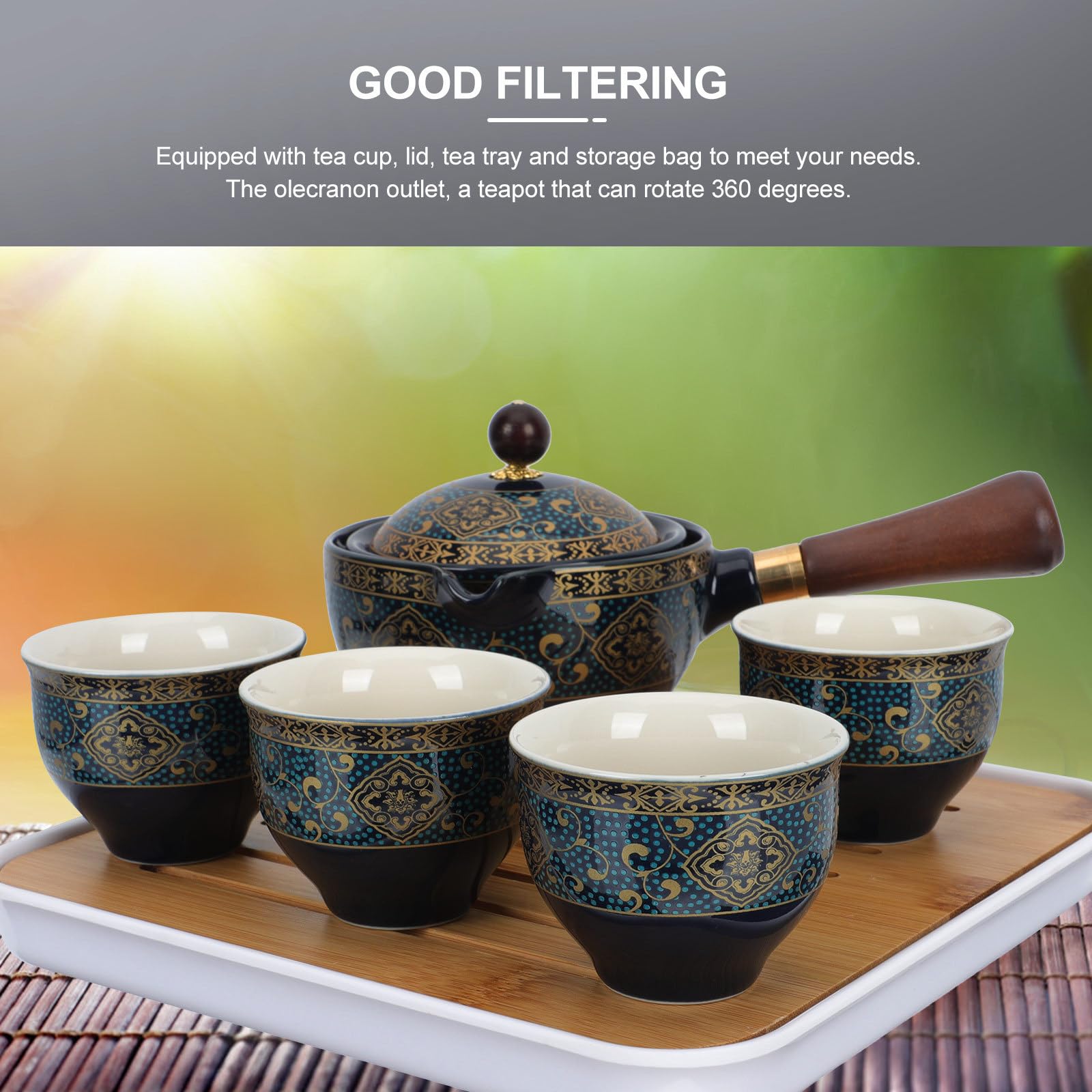 Uonlytech Tetera de Porcelana Resistente al Calor Filtro Integrado y Vertido Conveniente para Infusión de Té Hogar y Restaurante