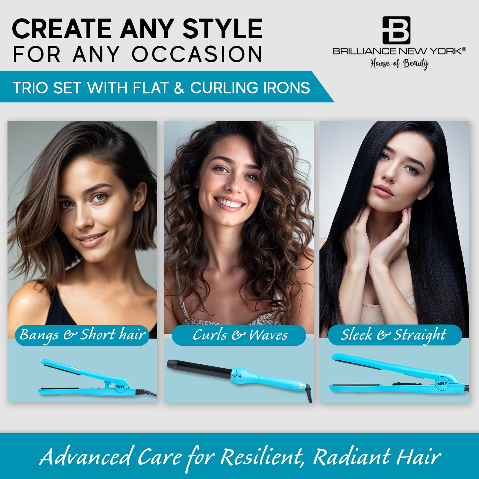 Amazon.com : Brilliance New York Trio Flat and Curling Irons Set