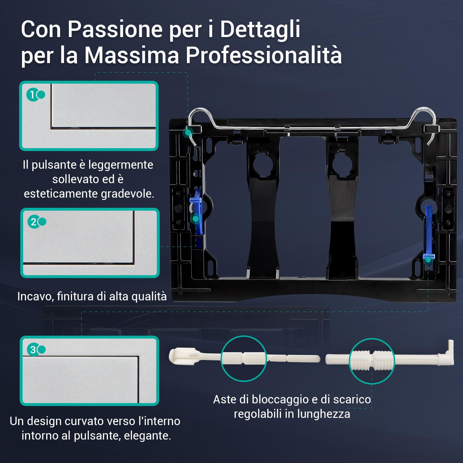 Empyreal Placca di controllo, pezzi di ricambio per cassetta di scarico, modelli precedenti Placca di controllo per Geberit Sigma01 UP320&300, Doppio scarico(Argento Opaco)