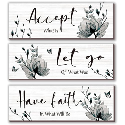 3 Pcs Black And White Bathroom Decor Rustic Flower Black