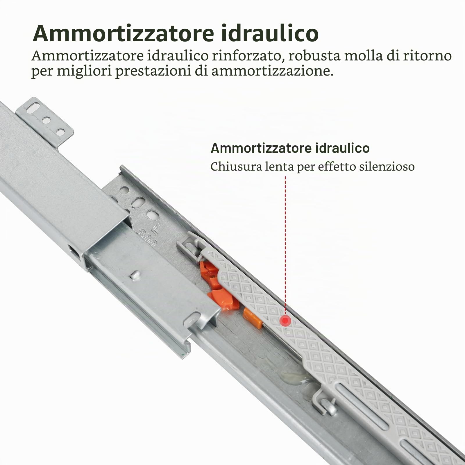 Guide per Montaggio a Pavimento, 1 Paio Estraibili 180 mm, Telescopiche per Cassetti (50 cm)