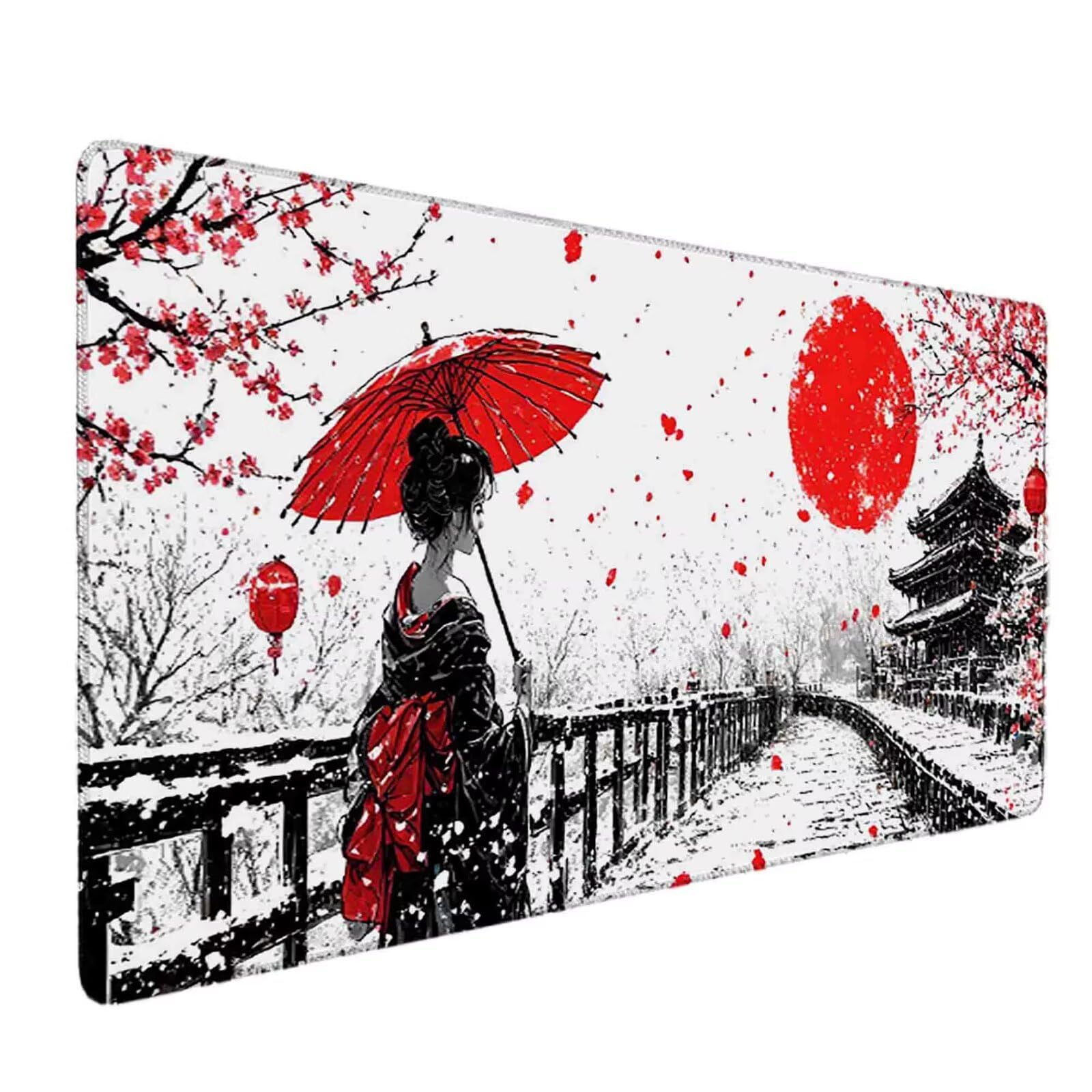 Tappetino Mouse Rosso Mousepad Donne giapponesi Tappetino Mouse XXL 1200 x 600mm Sottomano Scrivania Grande con Base in Gomma Antiscivolo Accessori per Computer, Migliora Precisione e Velocità j1996