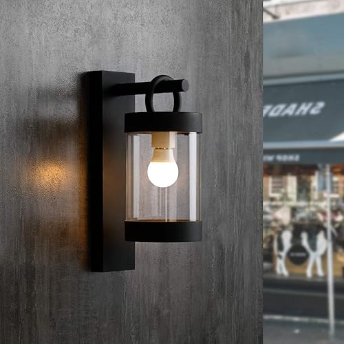 Farol de pared al aire libre del atardecer al amanecer, lámpara moderna de montaje en pared exterior con fotocélula E26, luz impermeable para