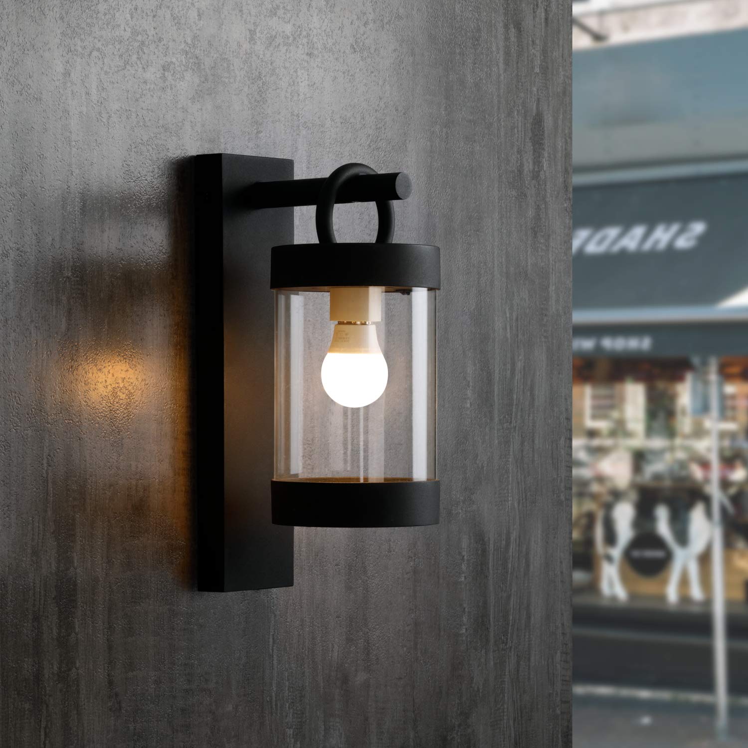Lampa ścienna na zewnątrz latarnia z czujnikiem zmierzchu do świtu żarówka E26 (brak w zestawie) mocowanie lampa wisząca kinkiet oświetlenie fotokomórki światła na werandę, drzwi wejściowe