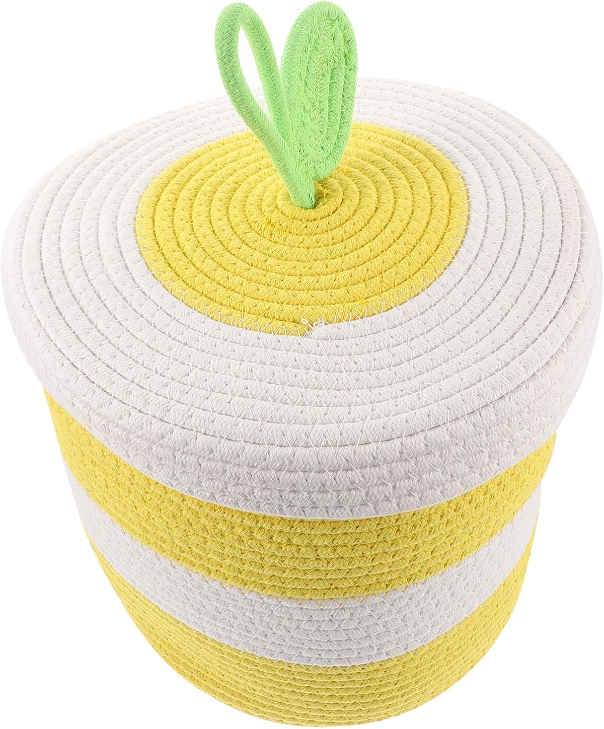 Unomor Cotton Rope Basket Lidded Storage Basket Round Decorative Home Organizer