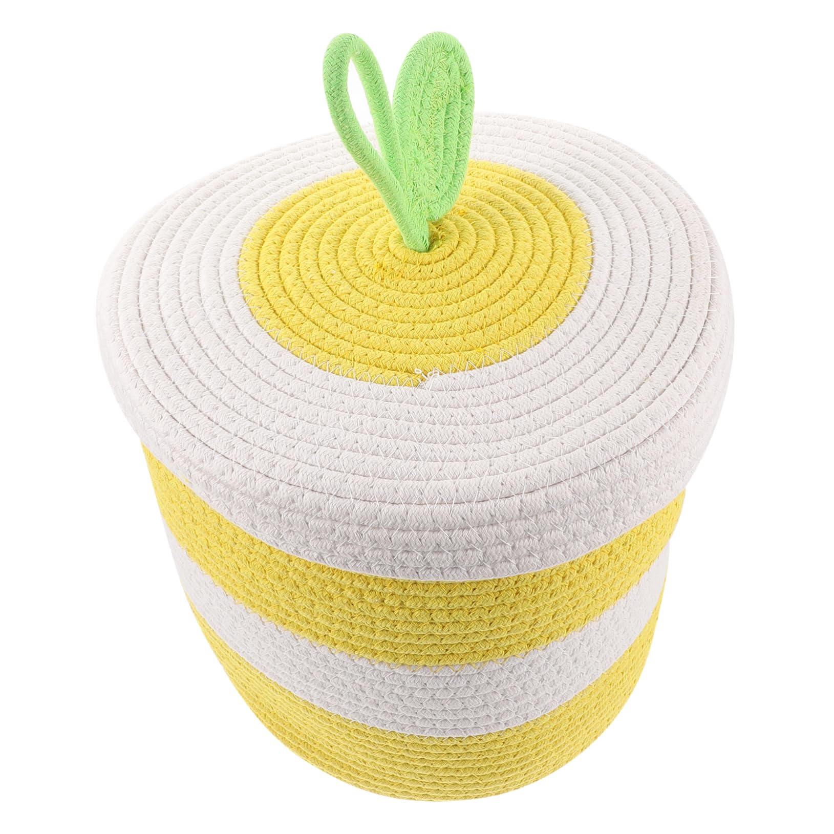 Unomor Cotton Rope Basket Lidded Storage Basket Round Decorative Home Organizer