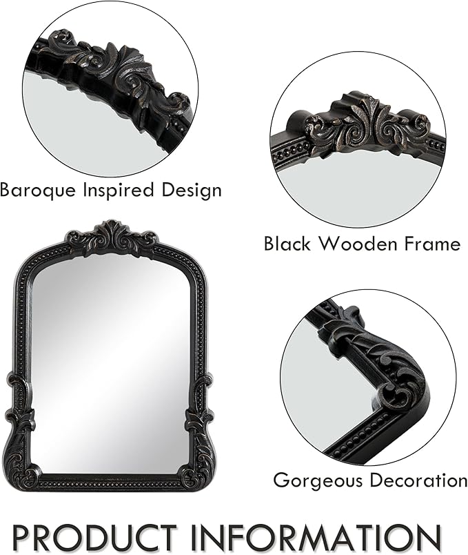 Espejo de Maquillaje Vintage Pequeño Negro Arco Barroco miniatura 4