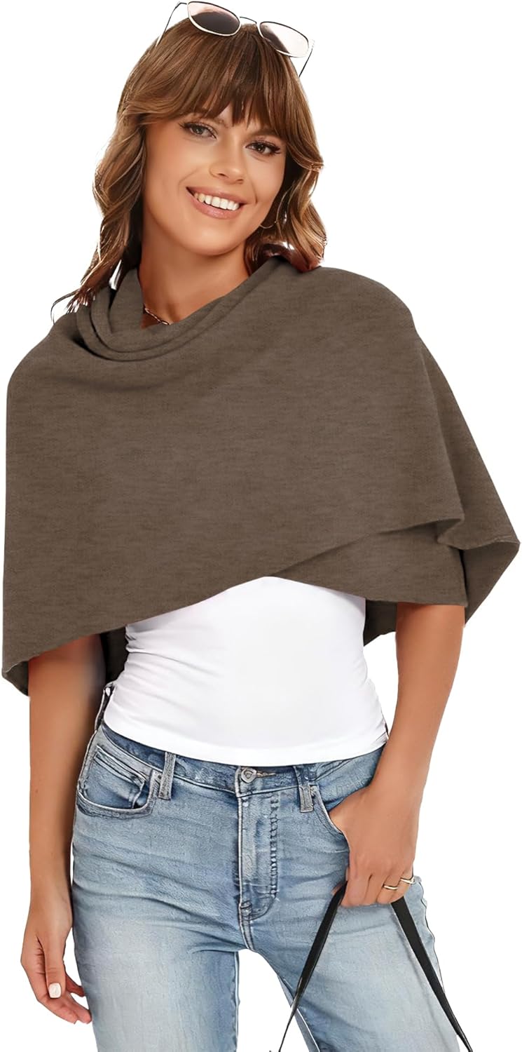 iWoo Women Soft Shawl Wraps kintted Open Front Poncho Sweater for Spring Fall Winter - Image 5