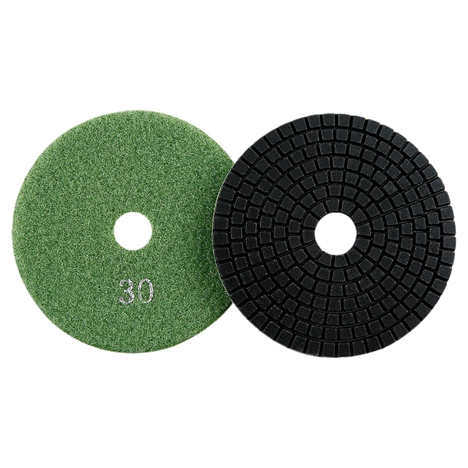 MiJunHD Diamond Polishing Pad, 4 inch 100 mm 30 Grit Sanding Discs for Grinder & Polisher, Hook and Loop Backing Pad for Grinding Buffing Granite Marble Concrete Stone (1 Piece)