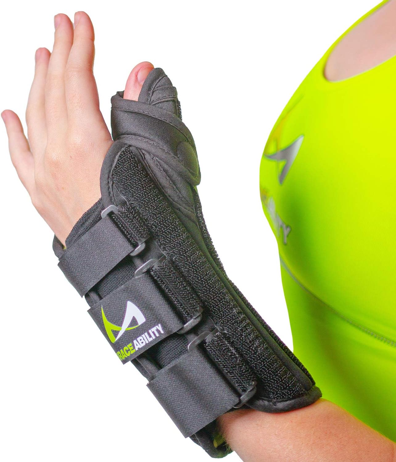BraceAbility Thumb & Wrist Spica Splint | De Quervain's Tenosynovitis Long Stabilizer Brace for Tendonitis, Arthritis & Sprains Forearm Support Cast (Medium - Right Hand)