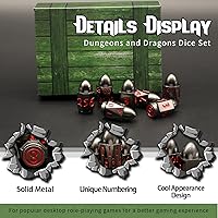 Vista 3 de ZHOORQI D6 - Juego de dados de bala, dados de metal DND, dados de pistola D6, regalos para D y D, juegos de rol (7 números rojos)