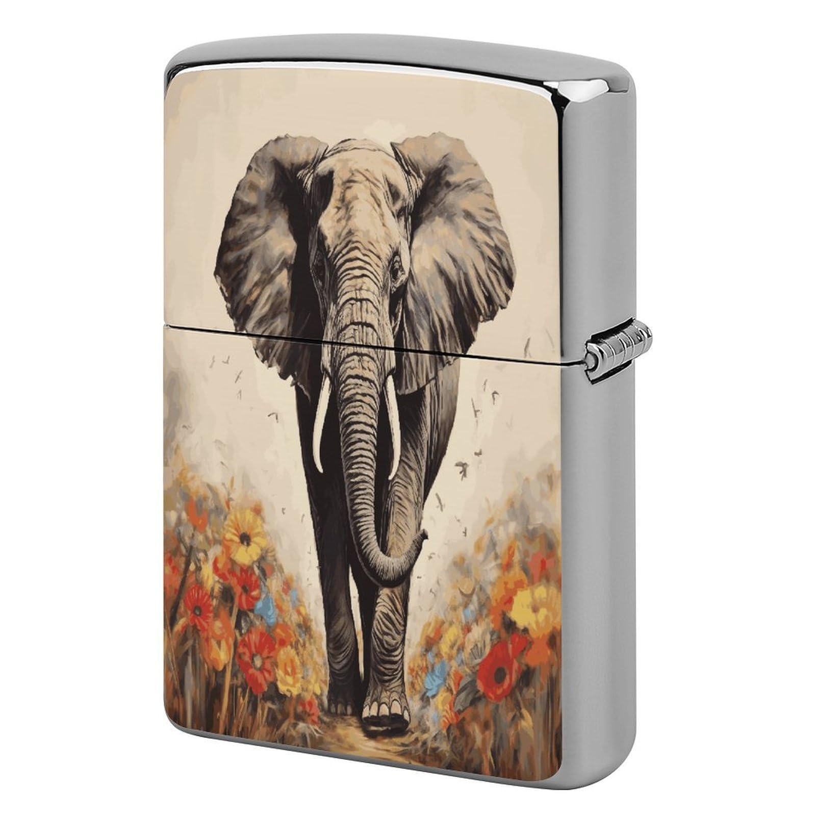 Fodpand Style Elephant Painting Metal Lighter Case Cover Lighter Sleeve
