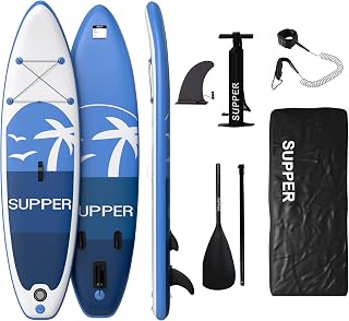 SUPPER Supper SUP Board XL – Max. 220 kg – Aufblasbar – Paddleboard – wasserdichte Handyhülle – Sitz – Pumpe – Finne – Leash – Tragetasche