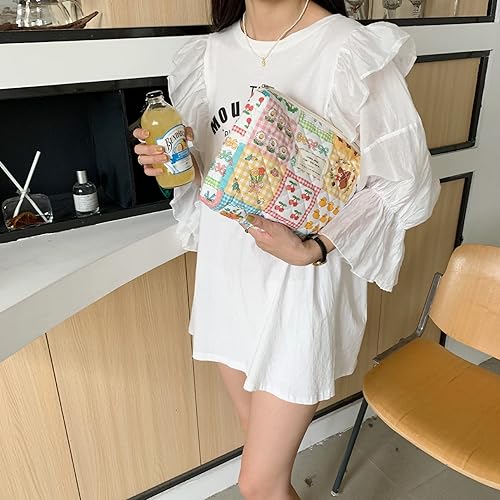 Miniatura 4 de Organizador de maquillaje estilo vintage de viaje neceser rojo rejilla pana con asa, cdcb-girls