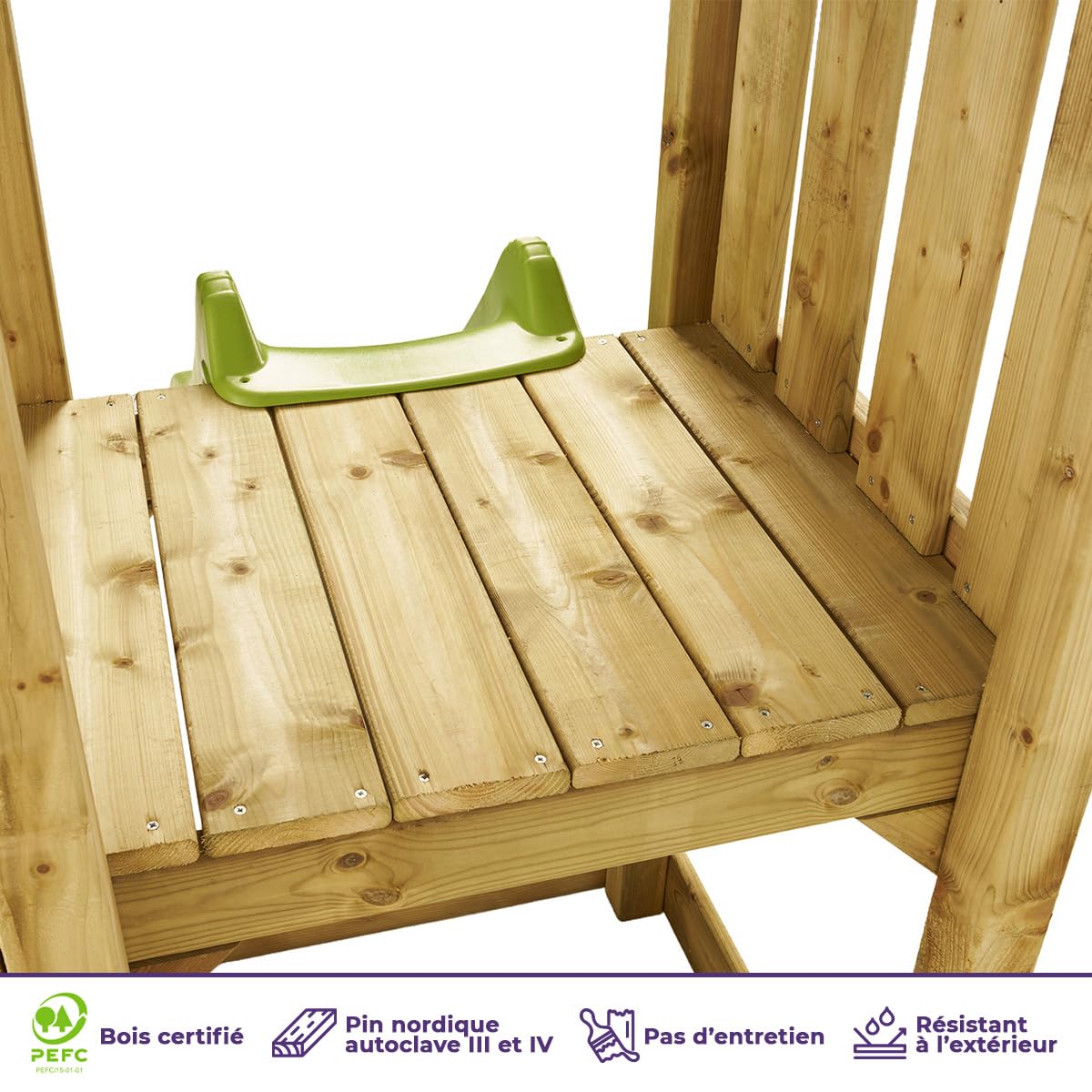 Kangui - Aire de Jeux Bois Enfant WALLI 90 - Toboggan, balançoires, Escalade et cabane