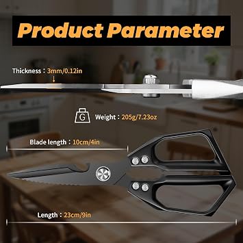 Kitchen Scissors All Purpose for Food - Heavy Duty Meat Shears, Black