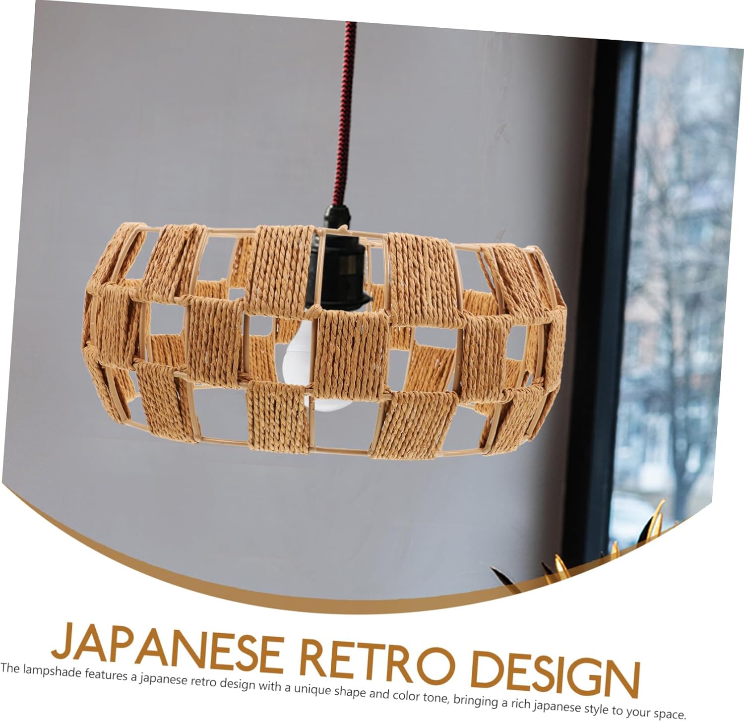 LIFKOME Ceiling Lampshade Cover Japanese Retro Design Woven Lamp Shade Replacement for Chandelier Vintage Lamp Shades