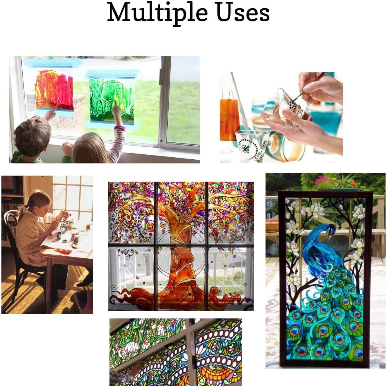 Buy Glass Paint Set 12 Colors, NonToxic Acrylic Stain Glass Paint with