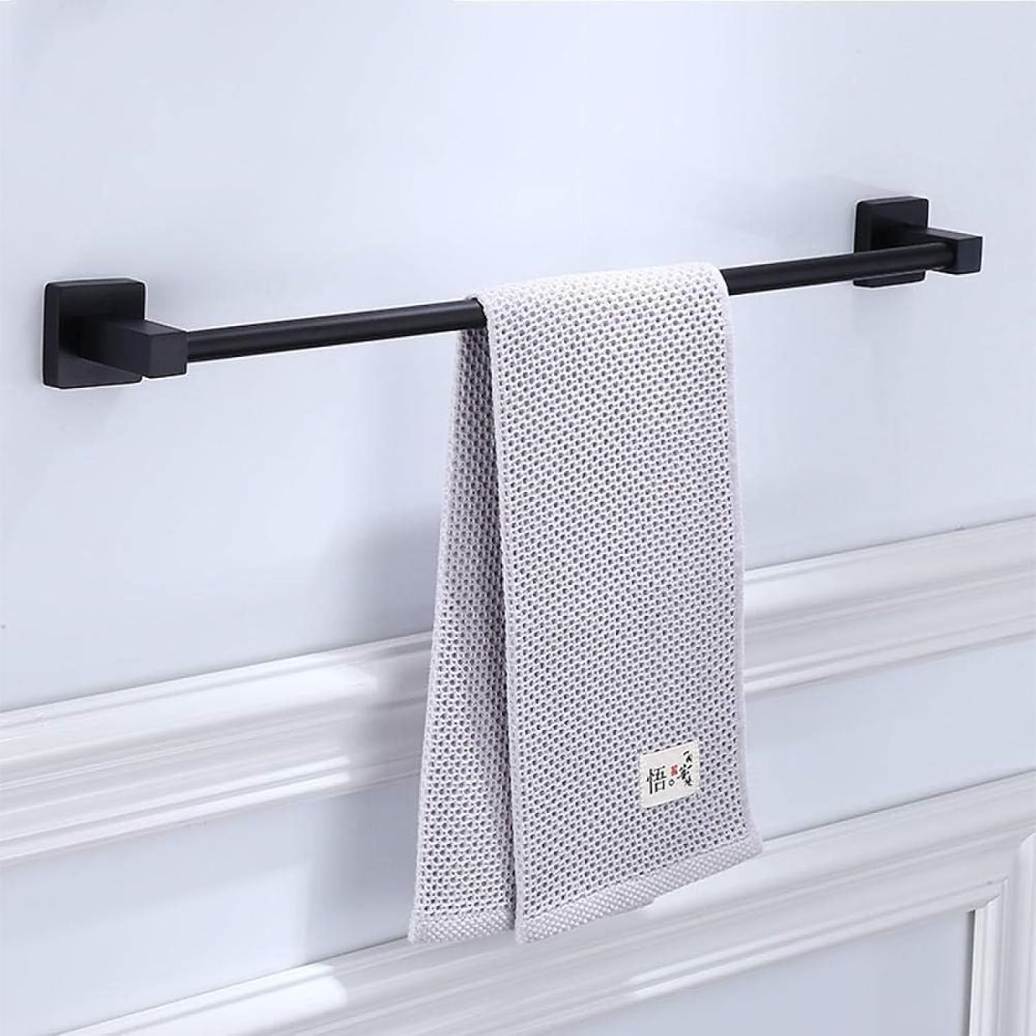 Handtuchhalter Schwarz, Handtuchstange Edelstahl, Wand Handtuchregal 100cm mit Bohren Wandmontage für Dusche Badezimmer