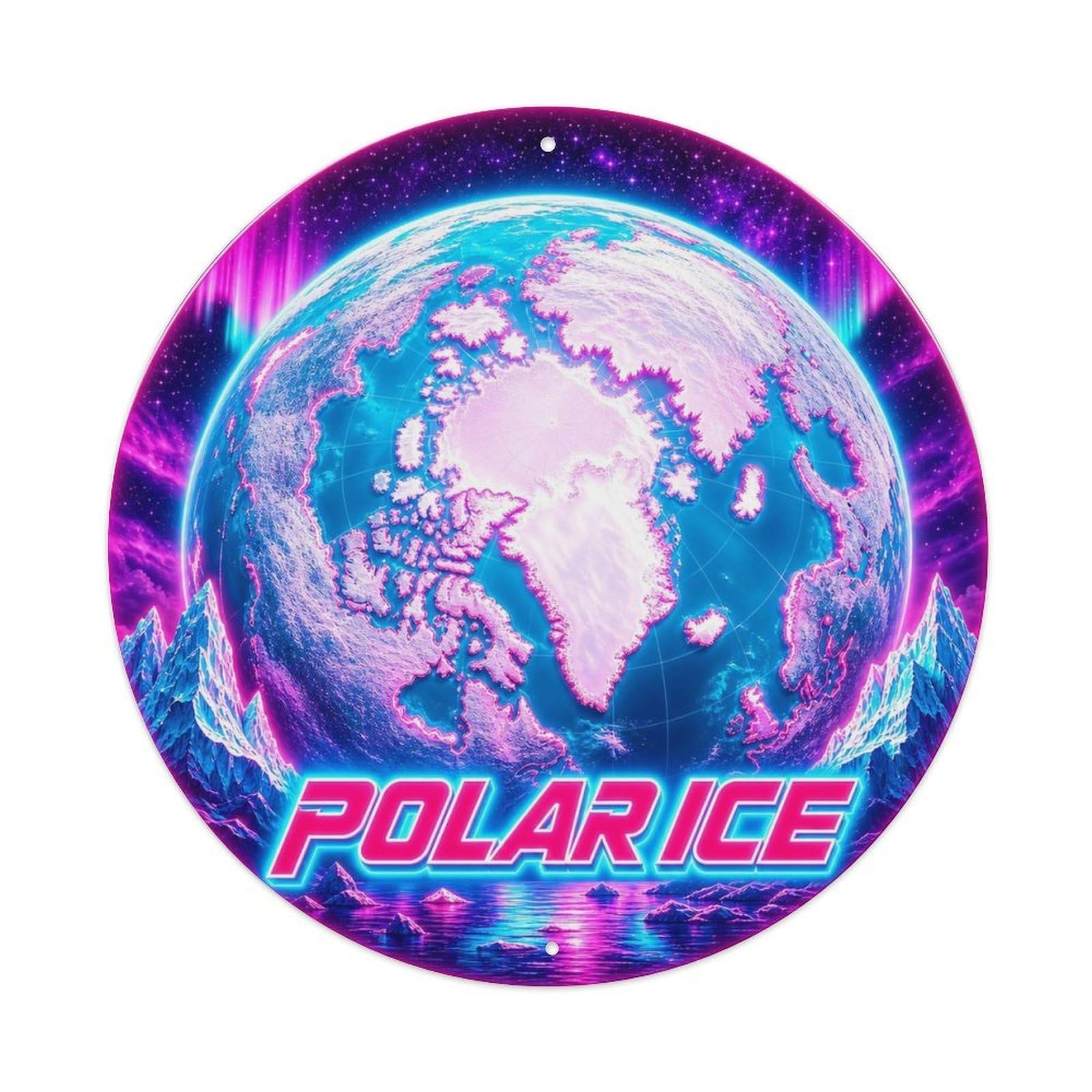Space Age Earth Polar Ice Starscape Celestial Metal Tin Sign