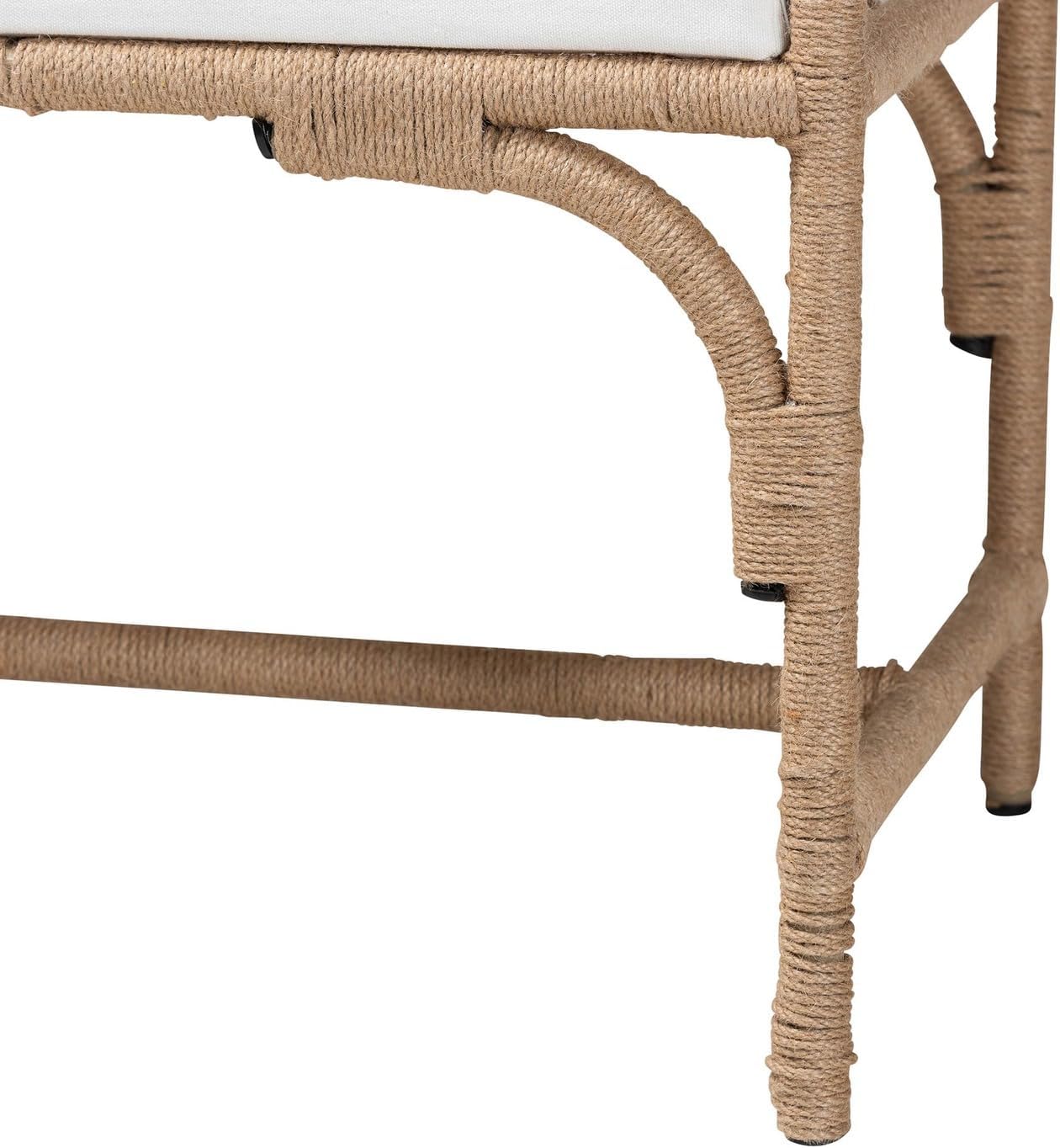 bali & pari Nasim Modern Bohemian Natural Jute and Metal Accent Bench