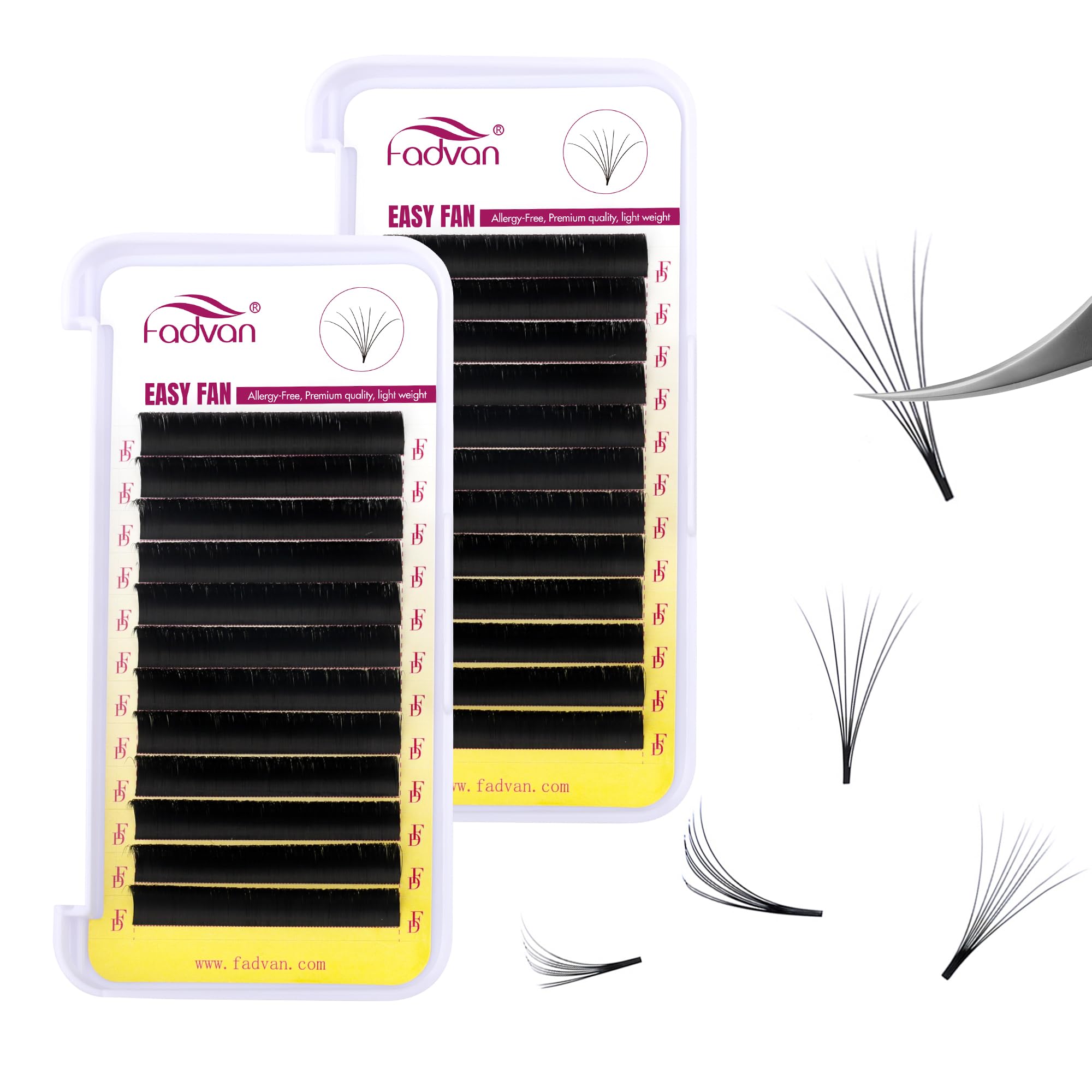 Easy Fan Lashes Self Fanning Volume Russian Eyelash Extensions 0.05D Curl Mixed 8-14mm Automatic Blooming Volume Easy Fan Lashes FADVAN(0.05-D-814) — view 24