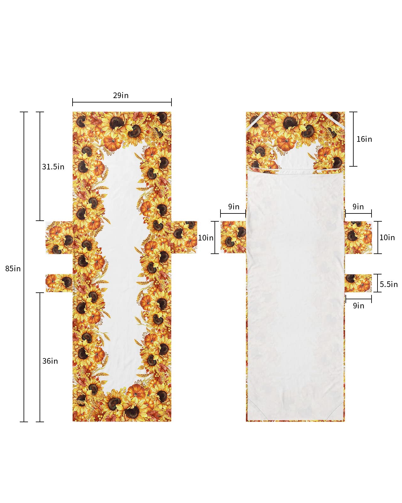 Fall Sunflower Beach Pool Patio Lounge Chaise Chair Cover Towel with Pockets,Absorbent&Quick Dry Towel Cover Bag Summer Travel Accessories for Sunbathing Thanksgiving Maple Leaf Pumpkin Orange