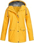 Rain Jacket Women Waterproof Packable Rain Coats Plus Size Hooded Raincoats Lightweight Windbreaker with Pockets