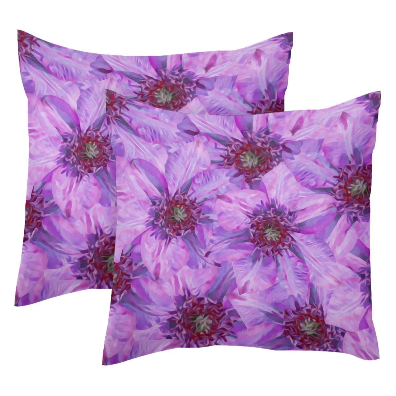 Housse de coussin velours double face aux finitions soignées et motif floral aquarelle haut de gamme