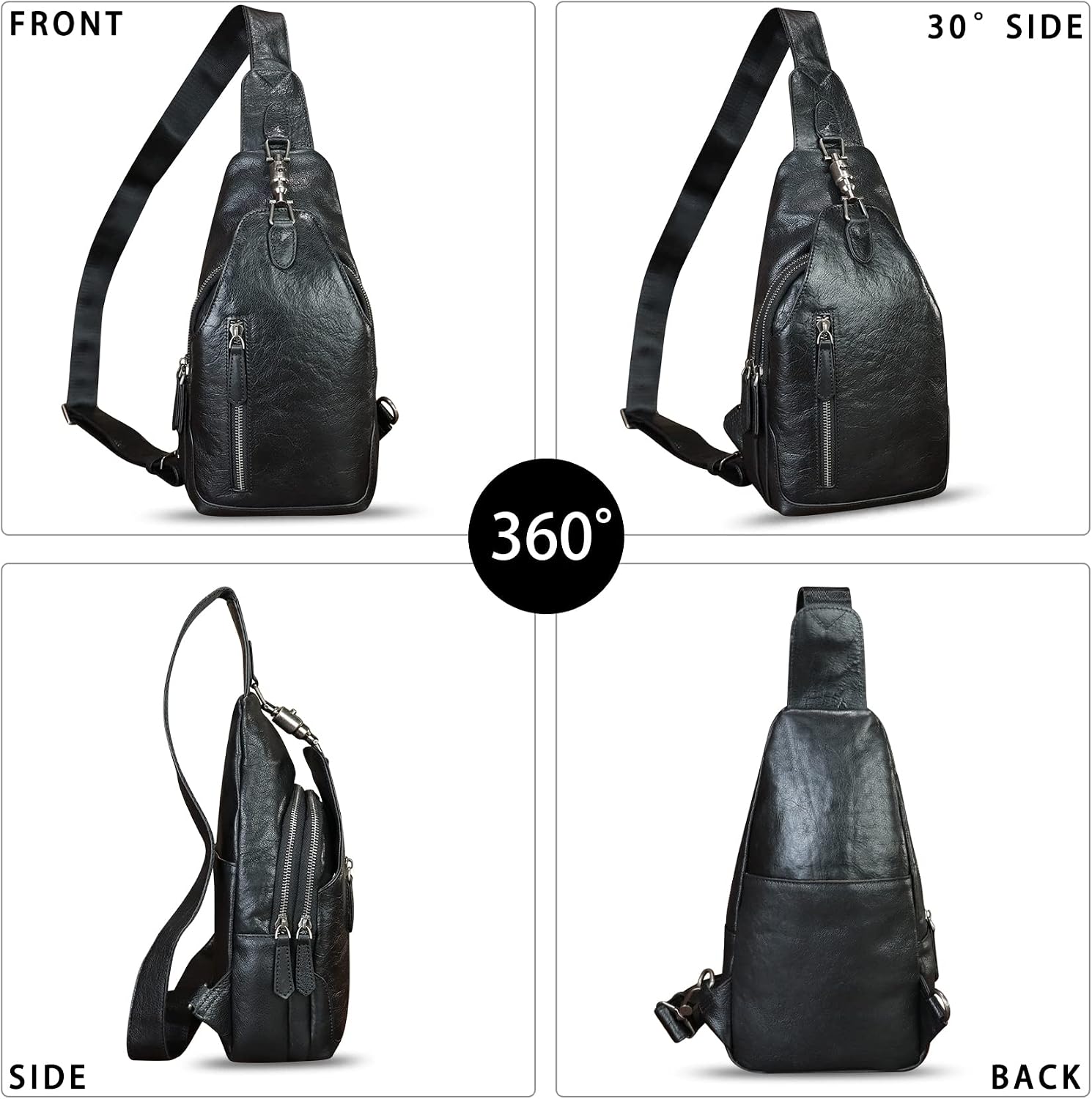 Genuine Leather Silng Bag for Women and Men Real Leather Sling Backpack Shoulder Crossbody Bag Chest Purses
