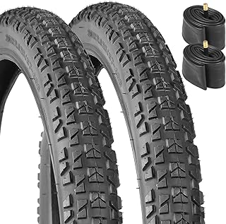 2 Pack 20 Bike Tires 20 X 2.125/57-406 Plus 2 Pack 20 Bike Tubes 20x1.75/2.125 AV Schrader Valve Compatible with 20x2.125 ...