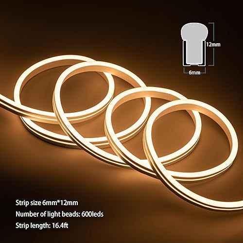 Miniatura 2 de JUNWEN Kit de luces LED para espejo de tocador, resistente al agua de 16.4 pies, 600 luces LED blancas cálidas, espejo de tocador para tocador,