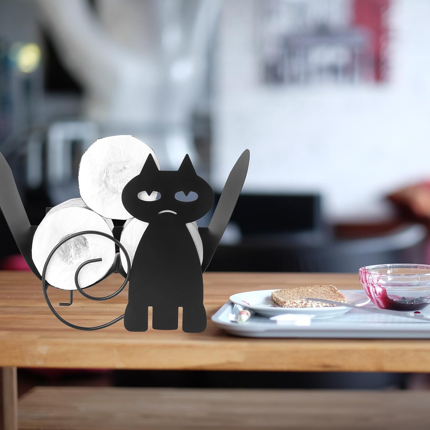 COHEALI Cat-Shaped Metal Toilet Paper Holder Rack with Storage Shelf, Wall-Mounted Bathroom Tissue and Roll Paper Storage Organizer for Kitchen and Bathroom Use