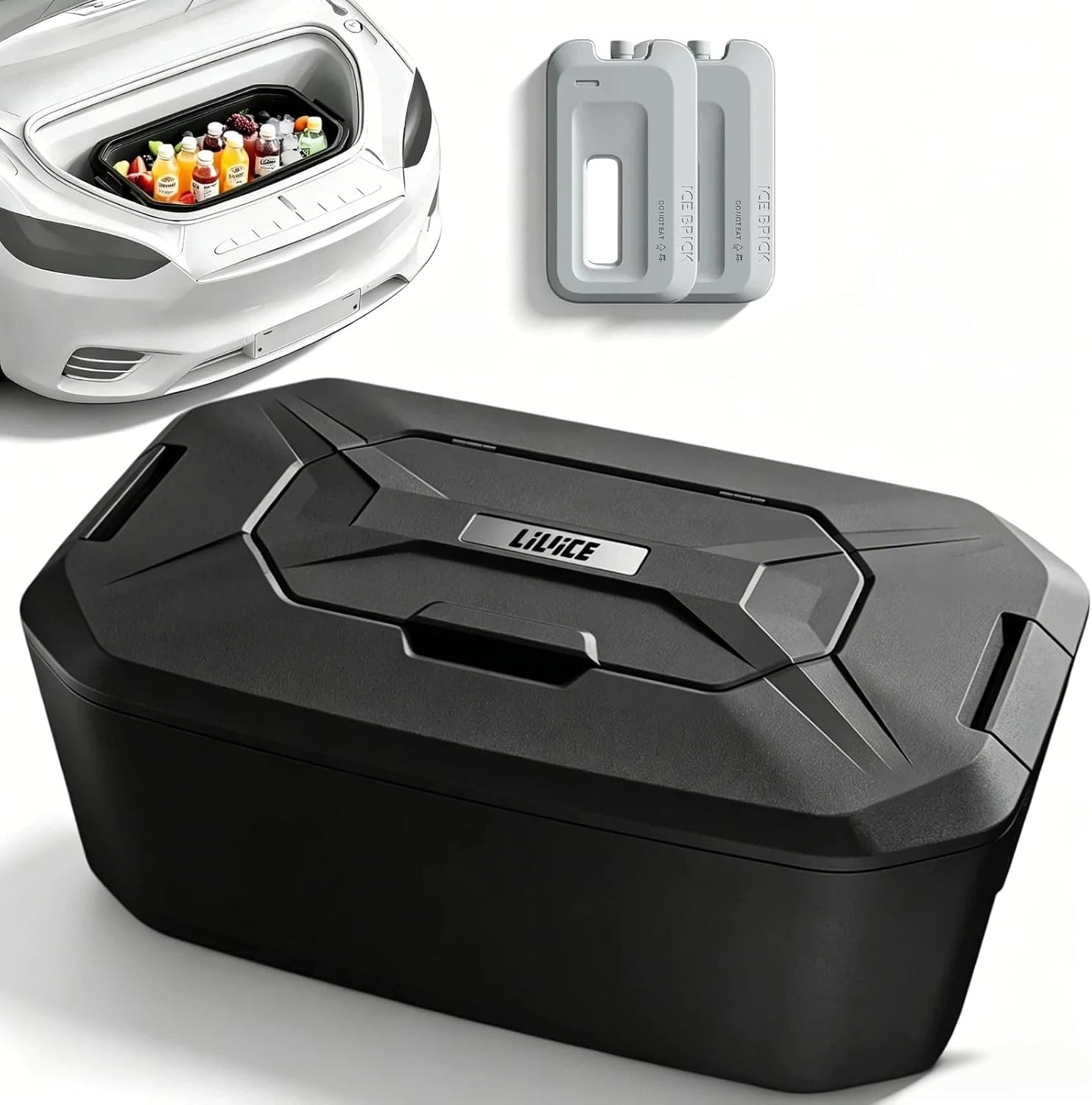 Car Front Trunk Camping Cooler, 48QT Insulated Portable Ice Chest Box Compatible with Model Y Frunk, Keeps Ice up to 84 Hours for Outdoor, Camping, Fishing, Picnic