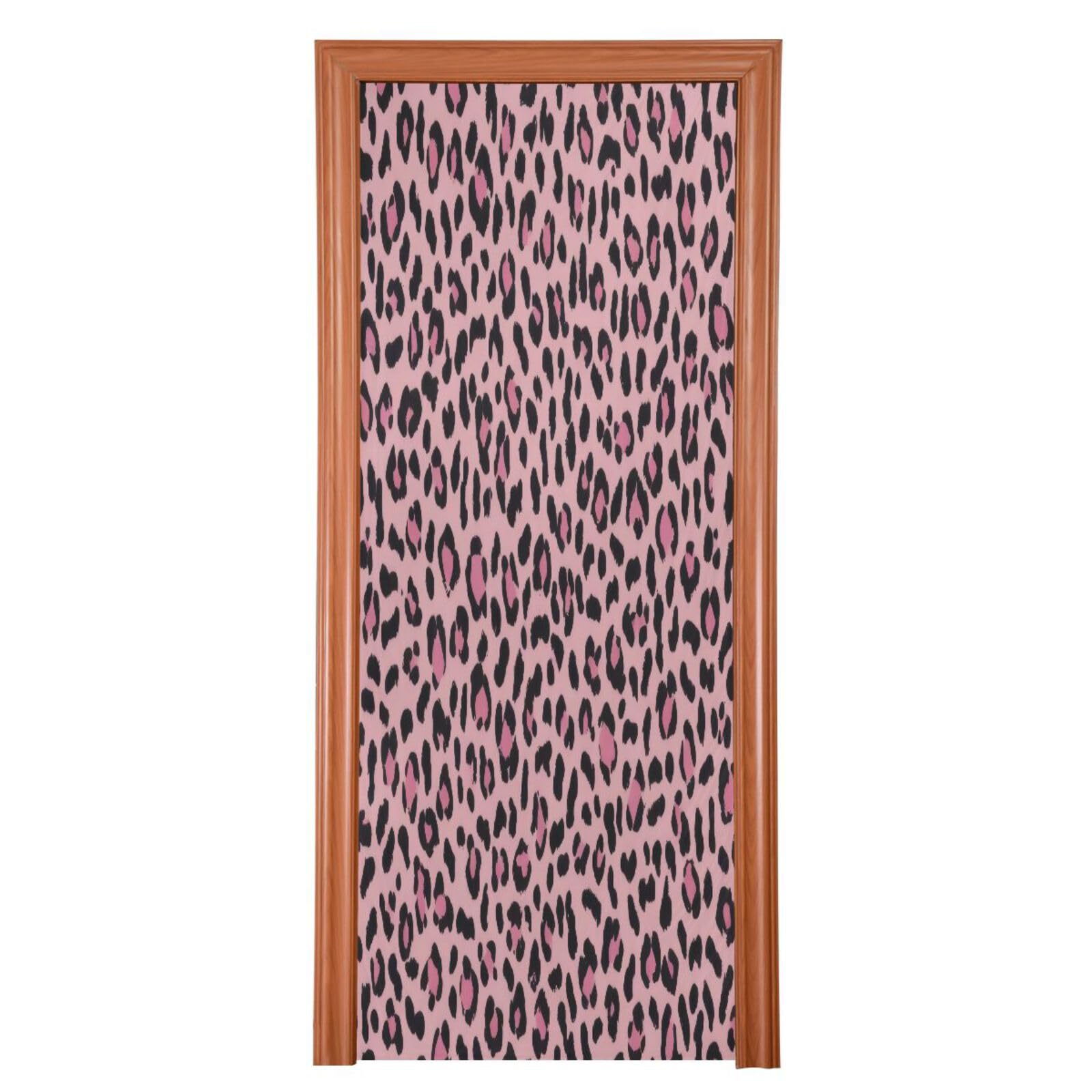 FLildon Charming Leopard Door Cover Decoration, Party Accessory Porch Decor for Festive Ornament Room Door Covers 35 x 79 Inch