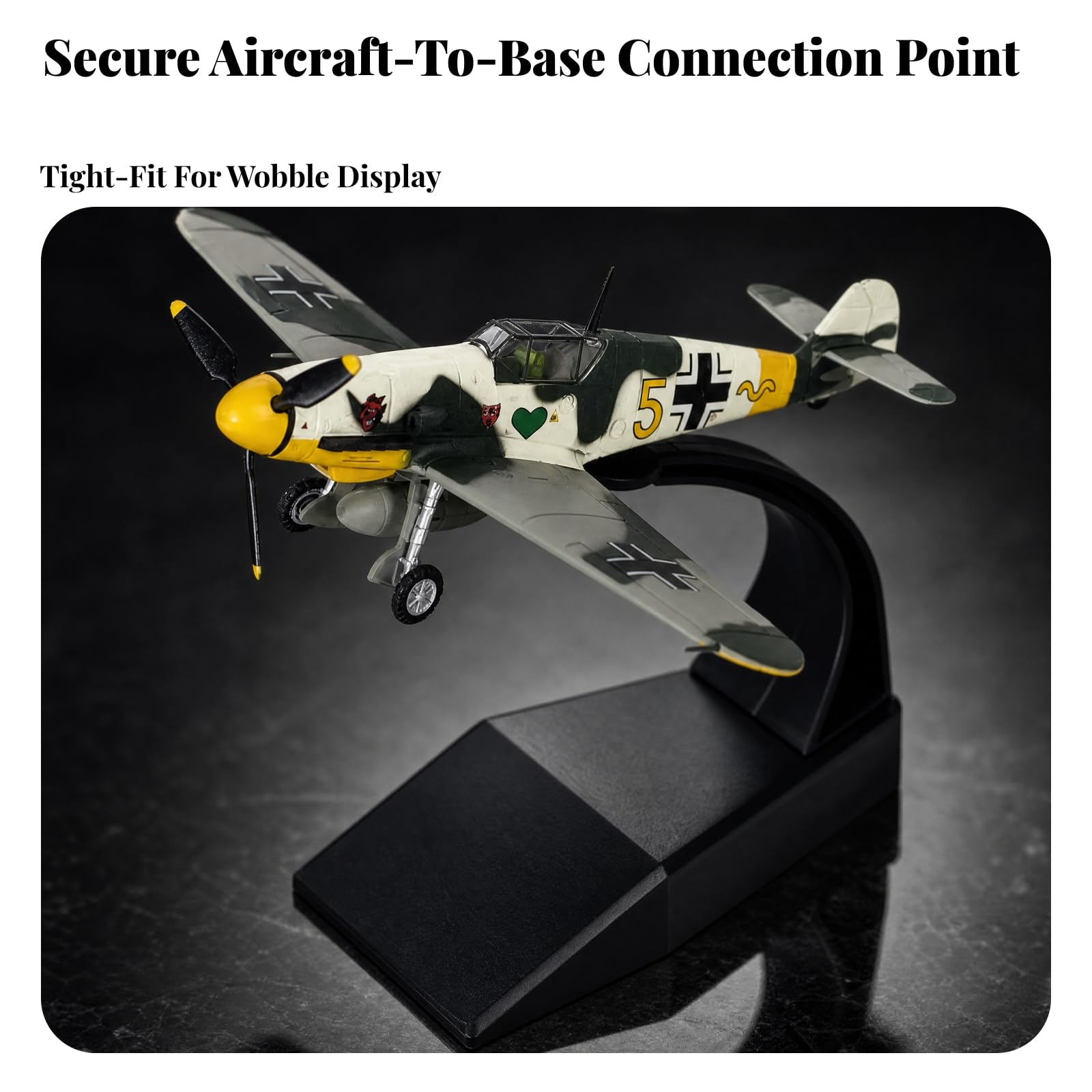 Modello Caccia Tedesco ME109F-4 1:72 Dettagliato Modello di Aereo da Caccia con Base di Senza Montaggio all'Uso per Studio, Ufficio