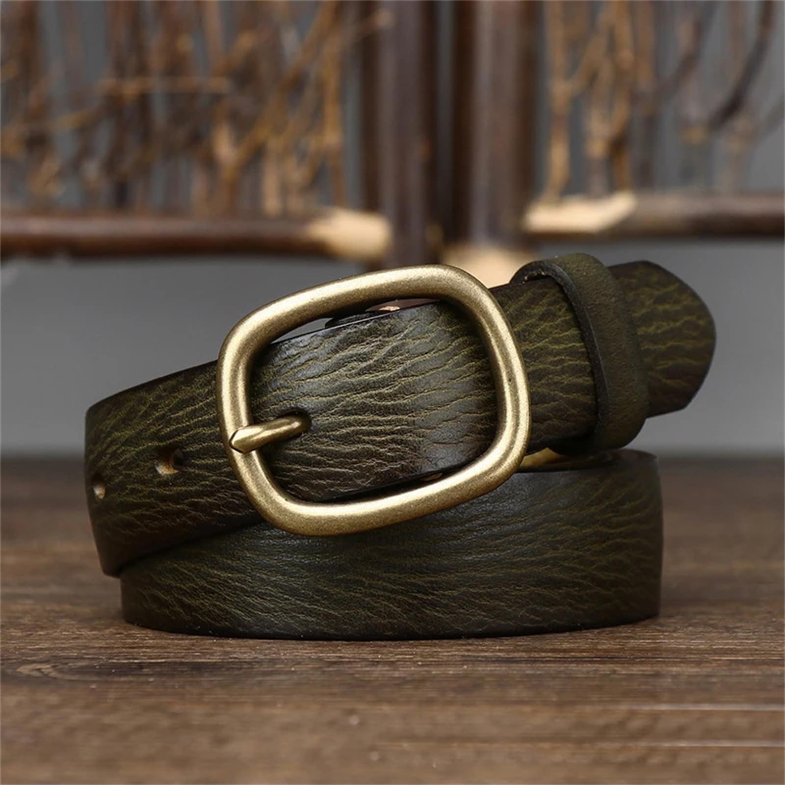 Cinturón De Cuero Grueso Retro Para Mujer, Hebilla De Pin De Cobre, Cinturón Vaquero De Piel De Vaca, Correa De Cintura Para Chica Y Mujer, 2,8 Cm